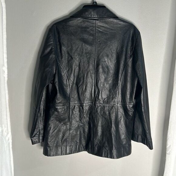 Maxima Wilson's leather 90s button up leather jacket woman's size large - Picture 9 of 10